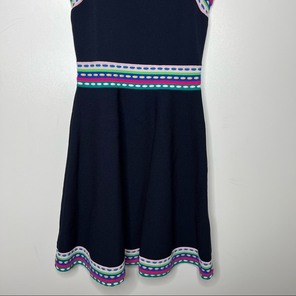 Milly Woven Trim Scoop Flare Dress Women’s Size Small - Picture 5 of 10